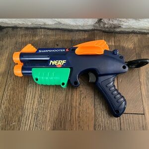 Vintage Nerf Sharpshooter II Blaster - Navy, Green, and Orange